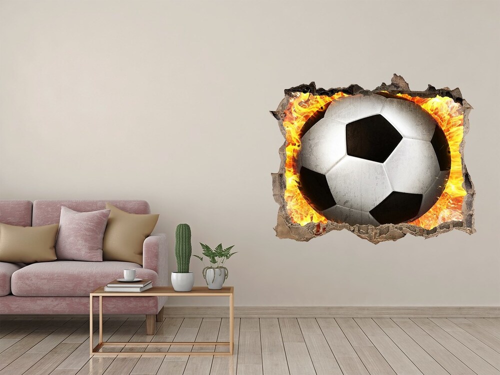 Samolepící díra na stěnu Hořící fotbalový míč