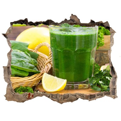 Nálepka 3D díra Zelený koktejl v přírodním prostředí