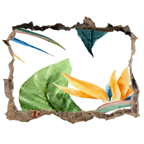 Nálepka 3D díra na zeď Tropický ráj za zdí