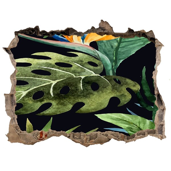 Nálepka 3D díra na zeď Tropická džungle za zdí