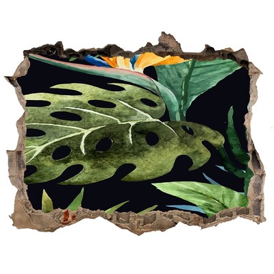 Nálepka 3D díra na zeď Tropická džungle za zdí