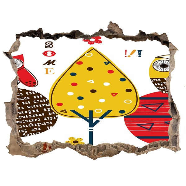 Samolepící nálepka na zeď Barevné stromy v díře ve zdi