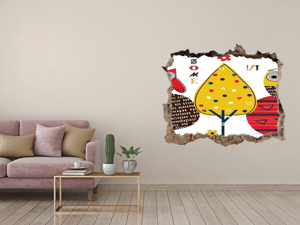 Samolepící nálepka na zeď Barevné stromy v díře ve zdi