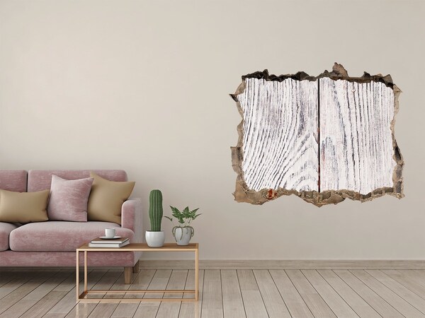 Fotoobraz díra na stěnu Dřevěná deska v poškozené zdi