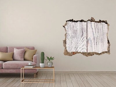Fotoobraz díra na stěnu Dřevěná deska v poškozené zdi