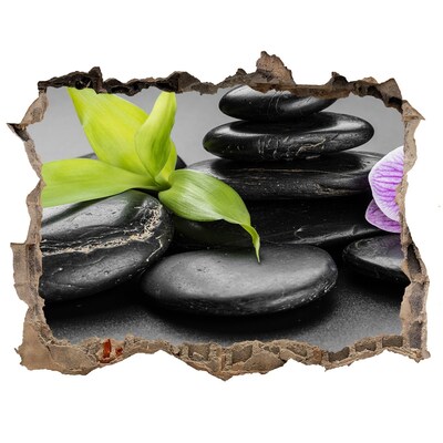 Samolepící díra nálepka Relaxační výhled s kameny a rostlinami