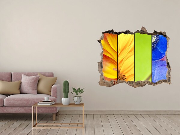 Samolepící díra nálepka Květinový svět za zdí