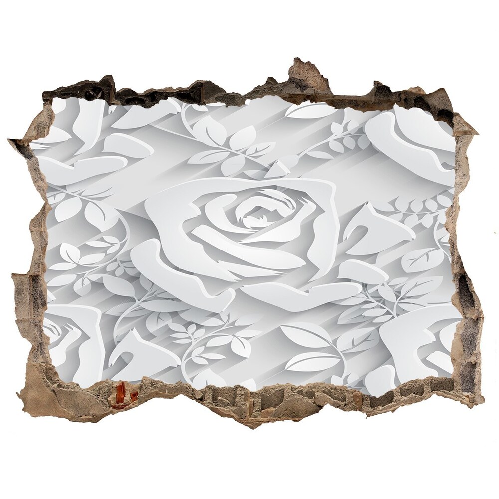 Nálepka 3D díra na zeď Růže vzor