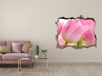 Samolepící díra nálepka Růžové tulipány