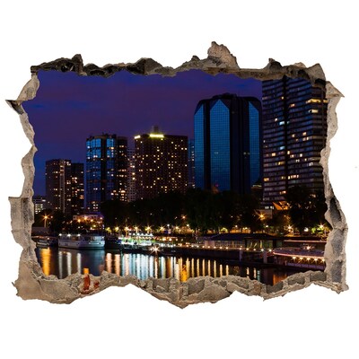 Fototapeta díra na zeď 3D Noční panorama města