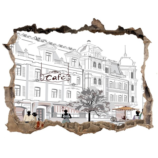 Díra 3D fototapeta na stěnu Kavárna v evropském stylu