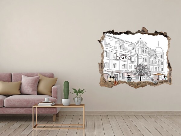 Díra 3D fototapeta na stěnu Kavárna v evropském stylu