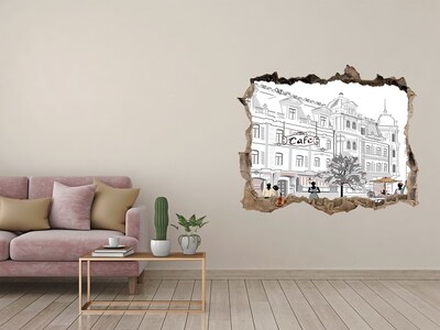 Díra 3D fototapeta na stěnu Kavárna v evropském stylu