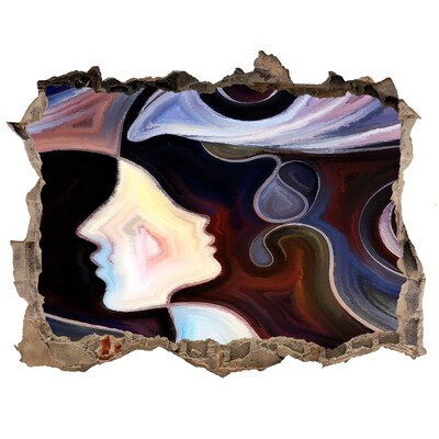 Díra 3D fototapeta na stěnu Tváře v chaosu barev