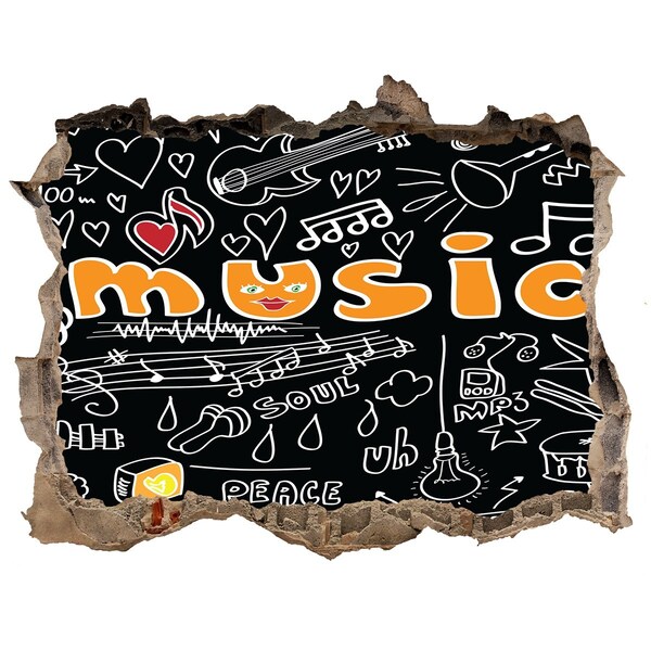 Fotoobraz díra na stěnu Hudební svět za zdí