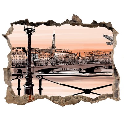 Fototapeta díra na zeď 3D Soumrak v Paříži