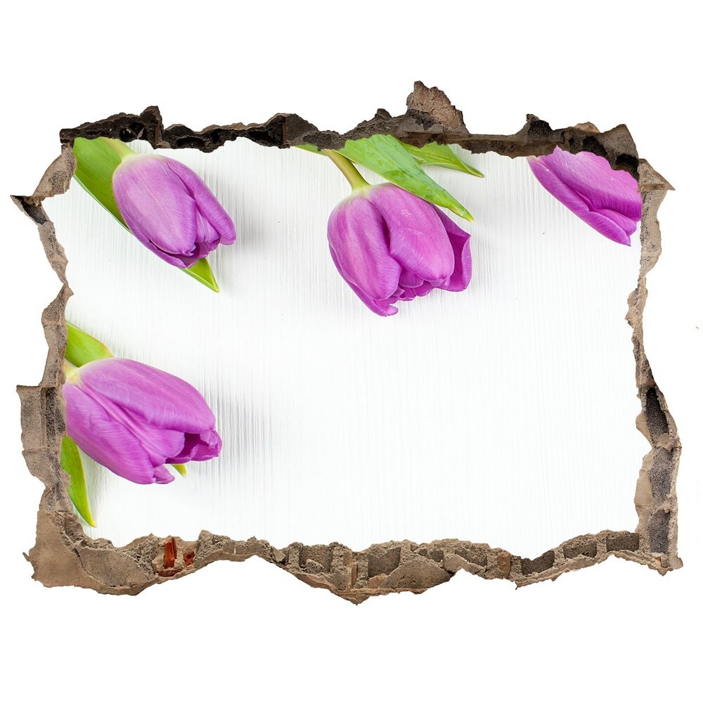 Samolepící díra na stěnu Fialové tulipány