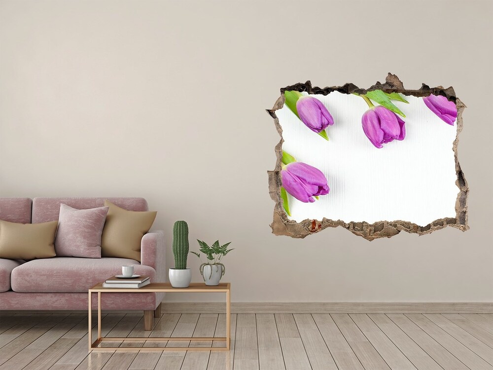 Samolepící díra na stěnu Fialové tulipány