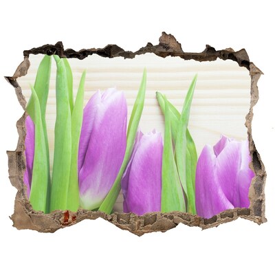 Samolepící díra nálepka Fialové tulipány
