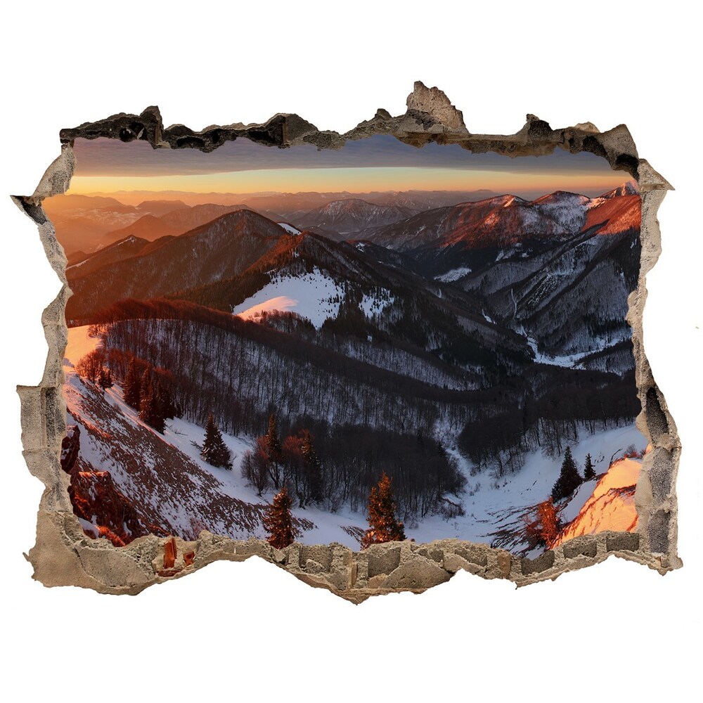 Nálepka fototapeta 3D výhled Zima v horách