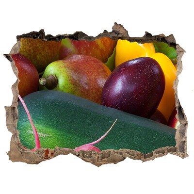 Samolepící nálepka Ovoce a zelenina v díře ve zdi