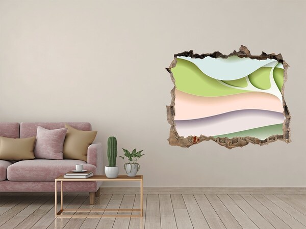 Díra 3D fototapeta nálepka Rozbitá zeď s výhledem na krajinu