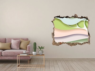 Díra 3D fototapeta nálepka Rozbitá zeď s výhledem na krajinu