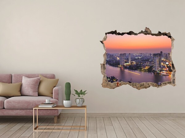 Fototapeta díra na zeď 3D Pohled na město při západu slunce