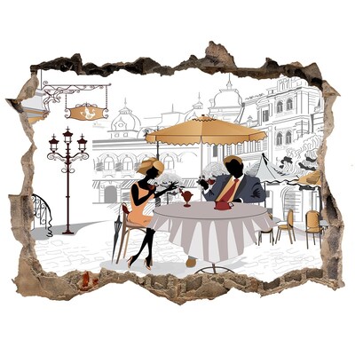 Díra 3D fototapeta nálepka Kavárna v evropském stylu