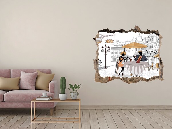 Díra 3D fototapeta nálepka Kavárna v evropském stylu