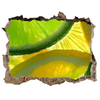 Nálepka díra na zeď Zelené vápno v díře ve zdi