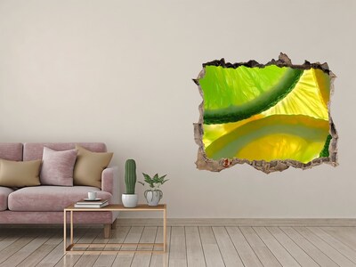 Nálepka díra na zeď Zelené vápno v díře ve zdi