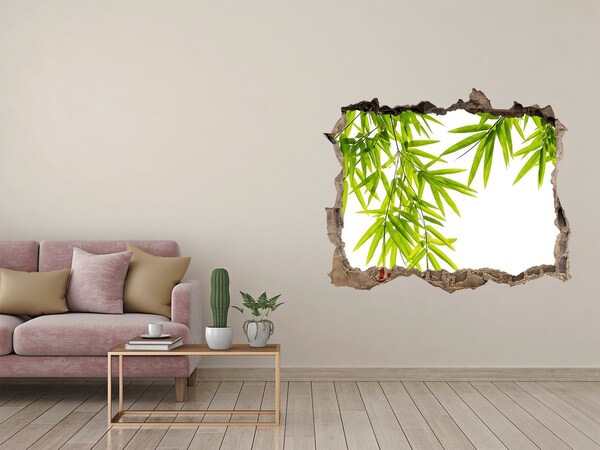 Samolepící díra nálepka Zelený bambus skrz díru ve zdi