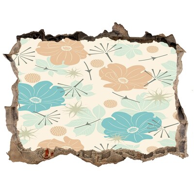 3D díra na zeď Květinový vzor na zdi