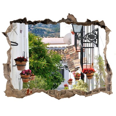Fototapeta díra na zeď 3D Okouzlující ulice v bílé vesnici