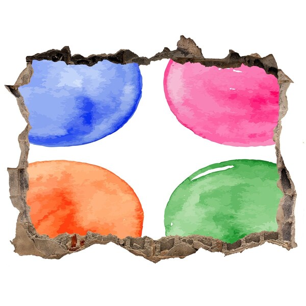 Fotoobraz díra na stěnu Barevné kuličky v díře ve zdi