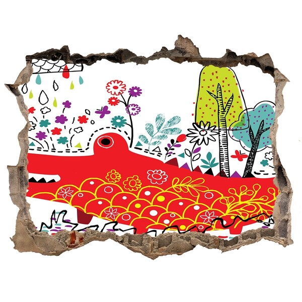 Samolepící nálepka Krokodýl v barevné krajině