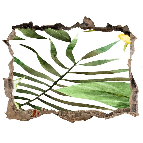 3D díra nálepka Zelená palma skrz díru ve zdi