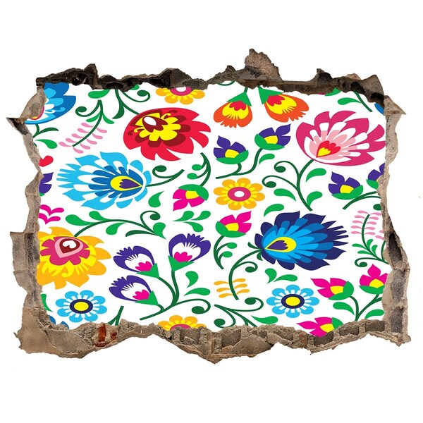 3D díra na zeď Květinový vzor na zdi