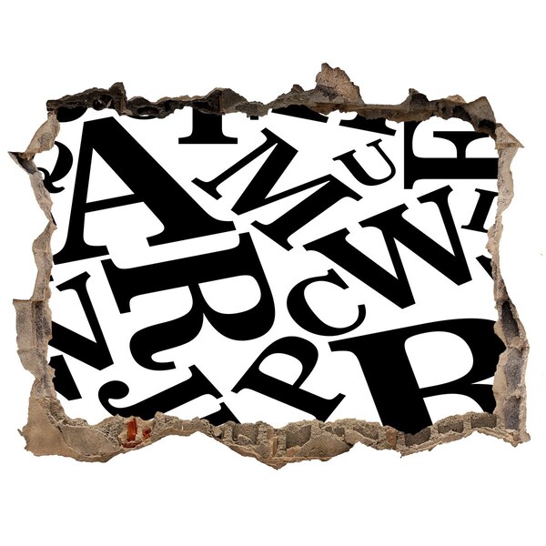 Fotoobraz díra na stěnu Rozbitá písmena na zdi