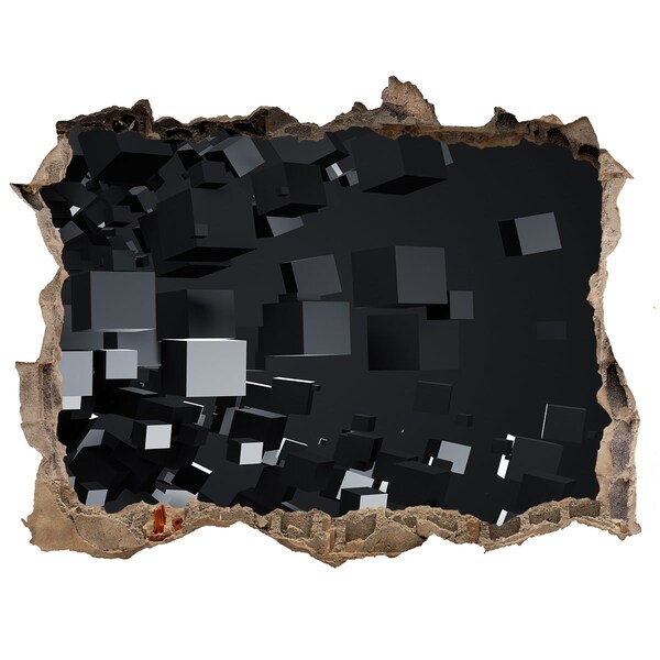 Díra 3D fototapeta nálepka Černé kostky v 3D prostoru