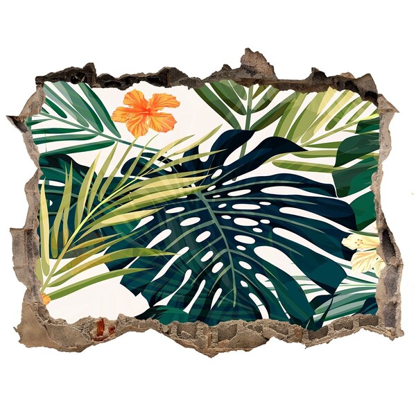3D díra nálepka Tropický ráj mezi listy