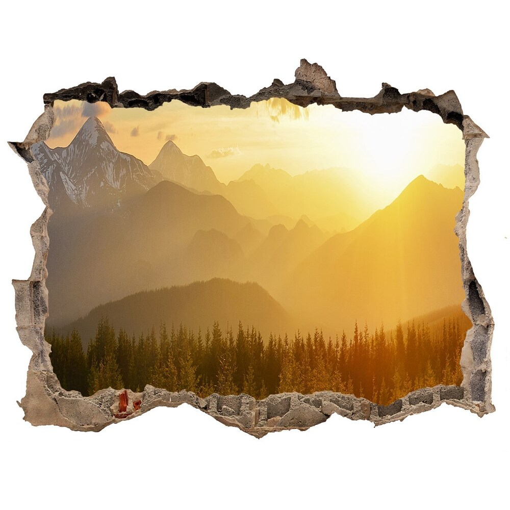 Nálepka fototapeta 3D Západ slunce hory