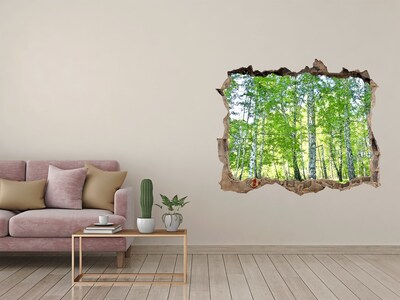 Samolepící díra na stěnu nálepka Zelený les v díře ve zdi