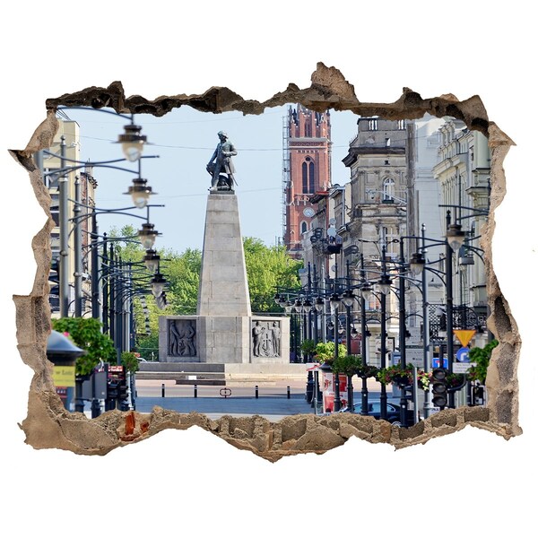 Fototapeta díra na zeď 3D Ulice s památníkem