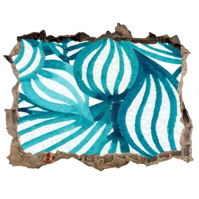 3D díra na zeď Tropické listí v díře ve zdi