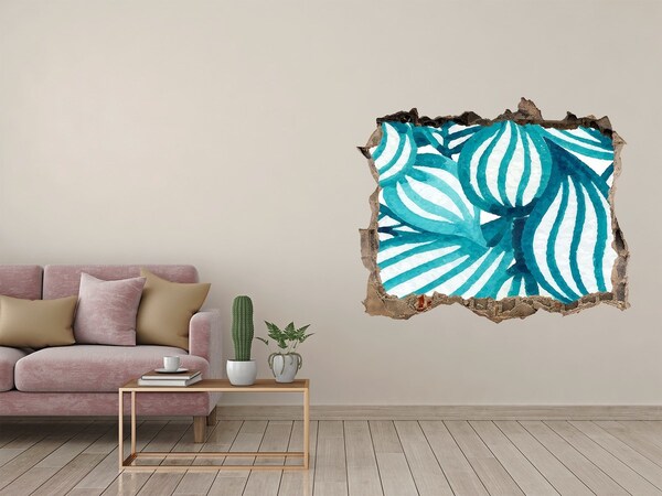 3D díra na zeď Tropické listí v díře ve zdi