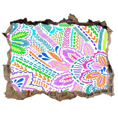 3D díra na zeď Květinový vzor v barvách duhy