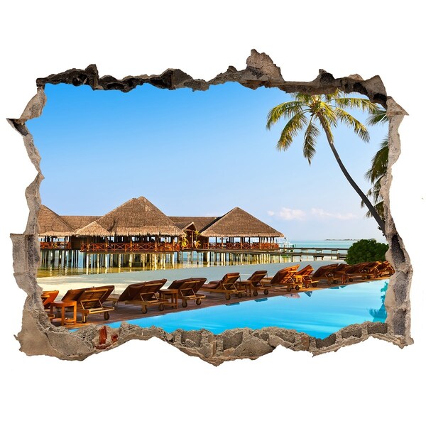 Nálepka fototapeta 3D Tropický ráj u bazénu