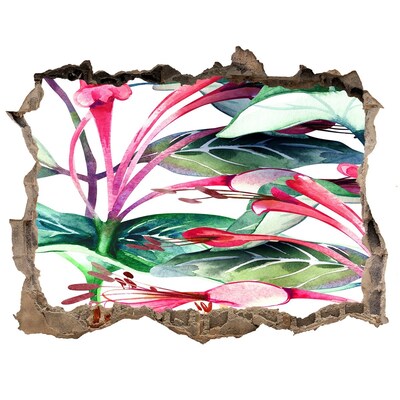 3D díra nálepka Květinová zahrada za zdí